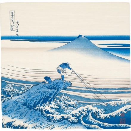 Furoshiki -Kajikawaza ukiyo e, horgász és a Fuji