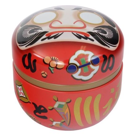 Piros daruma tea tároló 2 az 1-ben, kiszinezhető szemekkel